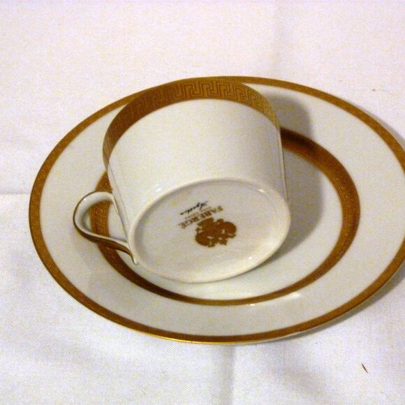 Faberge AGATHON Fine China 2 Pcs Plate & Cup Gold Encrusted Japan Gift Idea - Picture 9 of 11